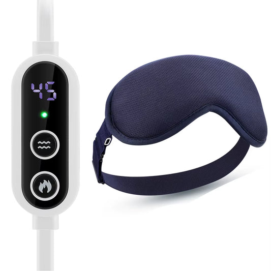 USB Charging Heated Eyemask Vibration Massage for Dry Eyes Relieve Eye Fatigue Warmth Sleep Shading Office Home Travel Eye Mask