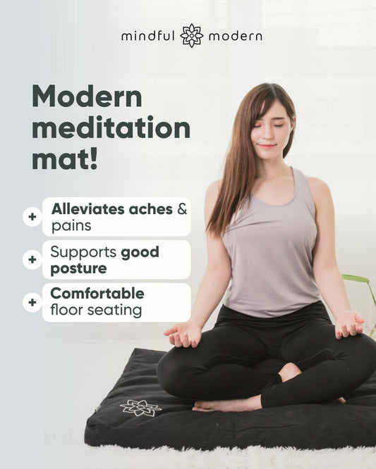Mindful & Modern Zabuton Meditation Mat - Cotton Filled Yoga and Meditation Pad - Zabuton Meditation Cushion for Kneeling and Sitting Support - Large Rectangular Sitting Floor Pillow for Bench or Zafu