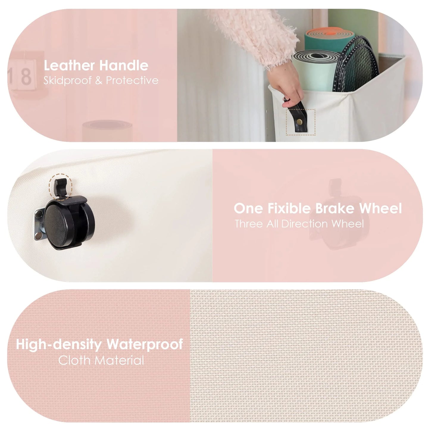 Yoga Mat Storage Rack, 22’’ Large Yoga Mat Holder Accessories, Home Gym Equipment Storage Yoga Mats, Workout Equipment Organization with Wheels, Pink