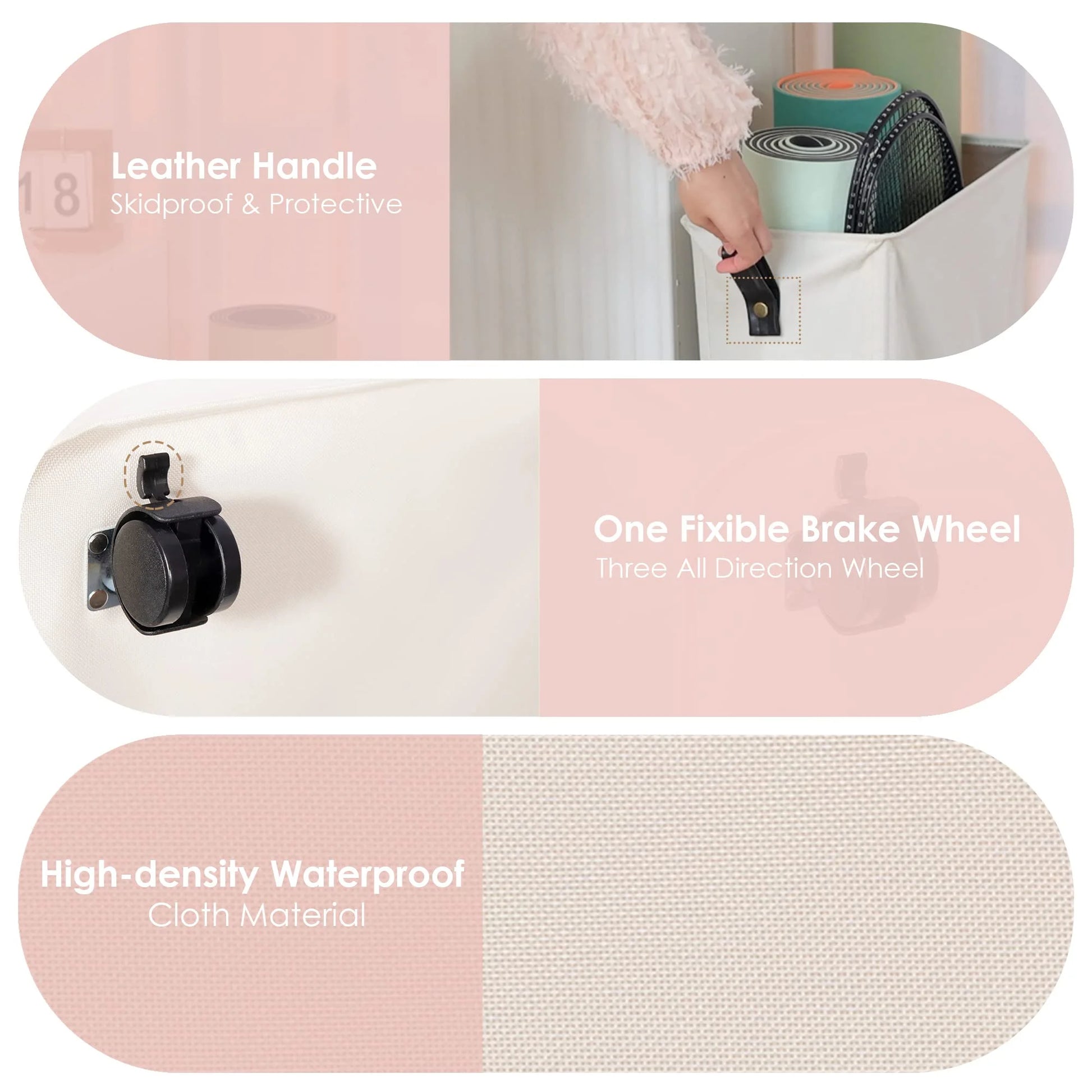 Yoga Mat Storage Rack, 22’’ Large Yoga Mat Holder Accessories, Home Gym Equipment Storage Yoga Mats, Workout Equipment Organization with Wheels, Pink