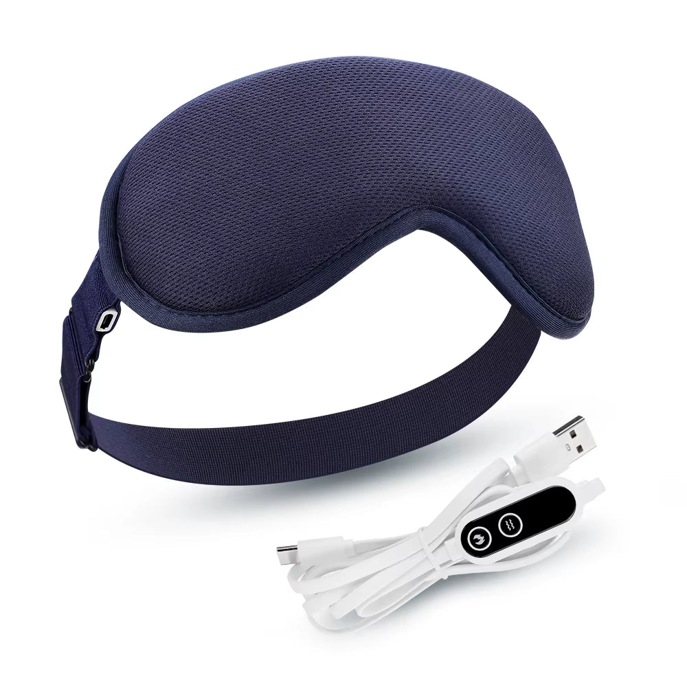 USB Charging Heated Eyemask Vibration Massage for Dry Eyes Relieve Eye Fatigue Warmth Sleep Shading Office Home Travel Eye Mask