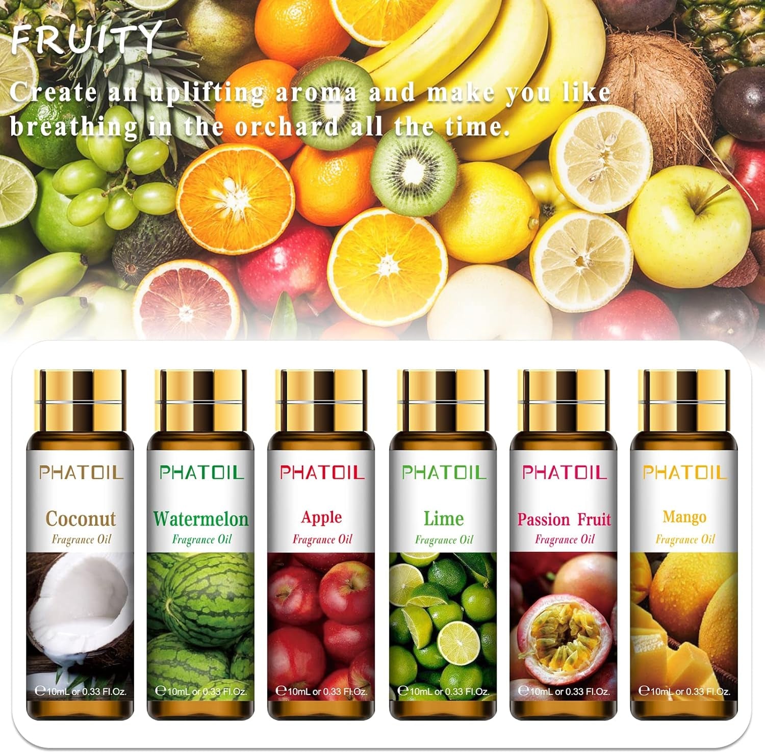 9PCS Fruity Essential Oils Gift Set, 10Ml/0.33Fl.Oz Fragrance Oils for Soap, DIY Candle, Bath Bombs Making, Fruit Scented Oils for Diffusers for Home