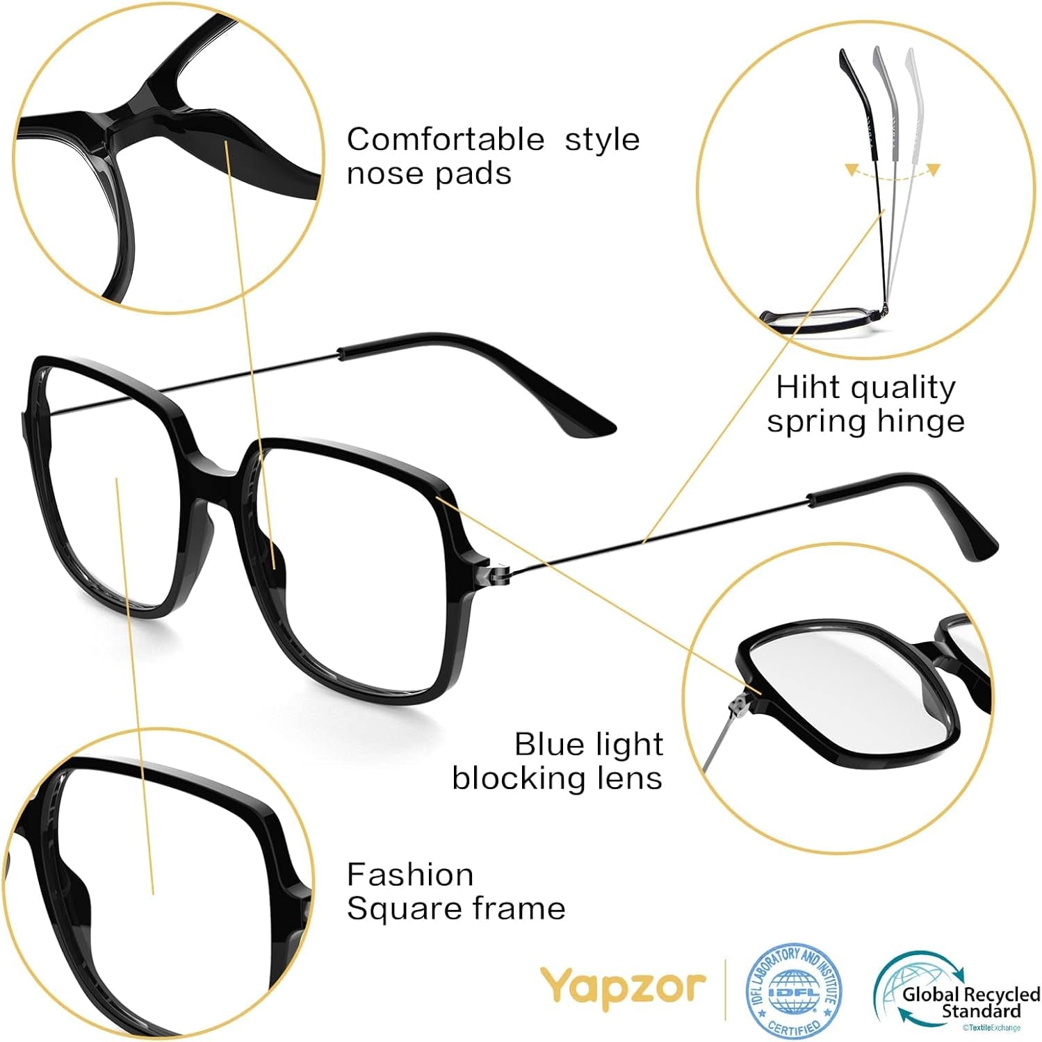 Computer Blue Light Blocking Glasses Square anti Eye Strain/Uv/Glare Blue Light Filter Gaming Eyeglasses for Women Men
