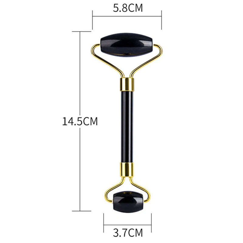 1Pcs Obsidian Jade Roller Gua Sha Natural Jade Scraper Black Gouache Guasha Yoni Egg Massagers for Face Lift Spa Anti-Aging Tool