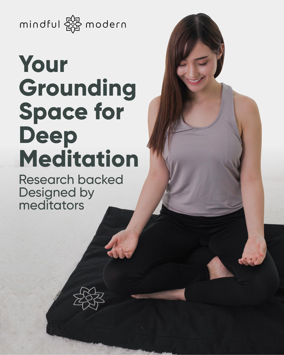 Mindful & Modern Zabuton Meditation Mat - Cotton Filled Yoga and Meditation Pad - Zabuton Meditation Cushion for Kneeling and Sitting Support - Large Rectangular Sitting Floor Pillow for Bench or Zafu