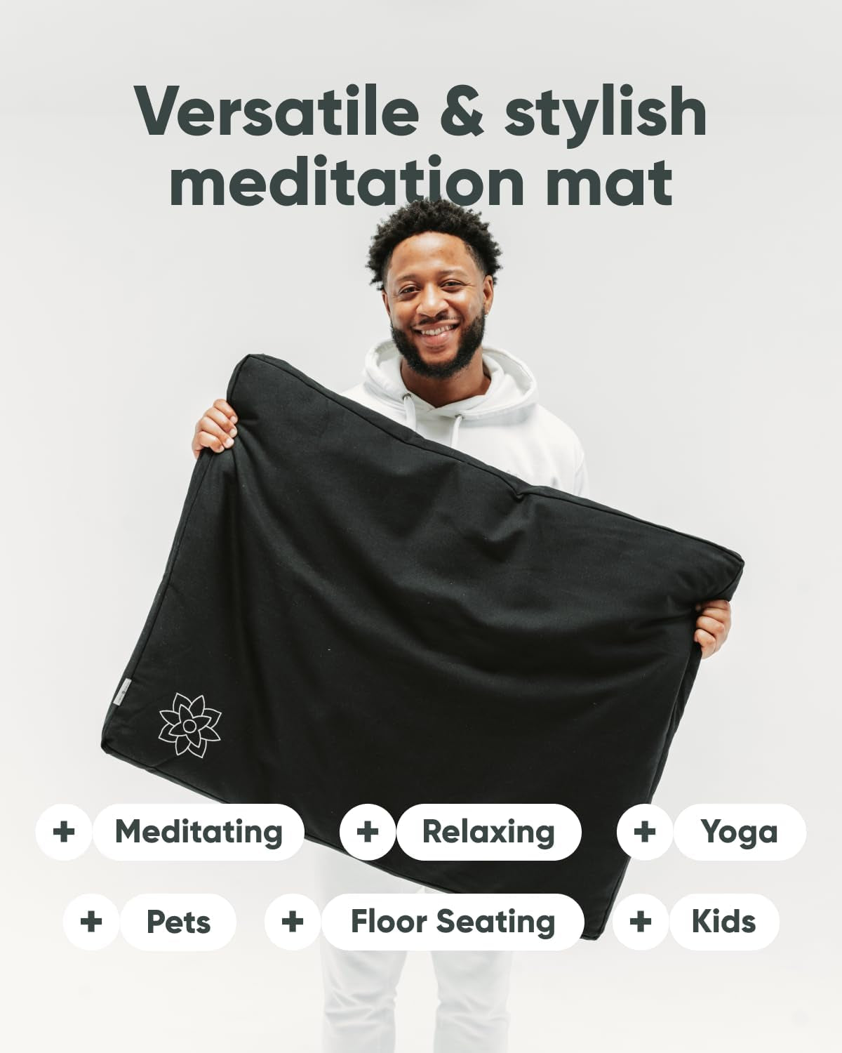 Mindful & Modern Zabuton Meditation Mat - Cotton Filled Yoga and Meditation Pad - Zabuton Meditation Cushion for Kneeling and Sitting Support - Large Rectangular Sitting Floor Pillow for Bench or Zafu