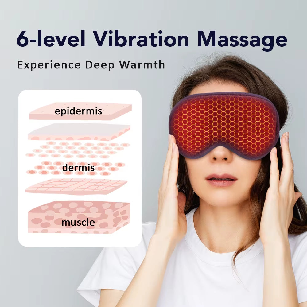 USB Charging Heated Eyemask Vibration Massage for Dry Eyes Relieve Eye Fatigue Warmth Sleep Shading Office Home Travel Eye Mask