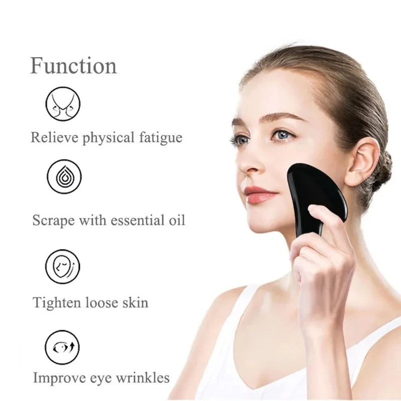 1Pcs Obsidian Jade Roller Gua Sha Natural Jade Scraper Black Gouache Guasha Yoni Egg Massagers for Face Lift Spa Anti-Aging Tool