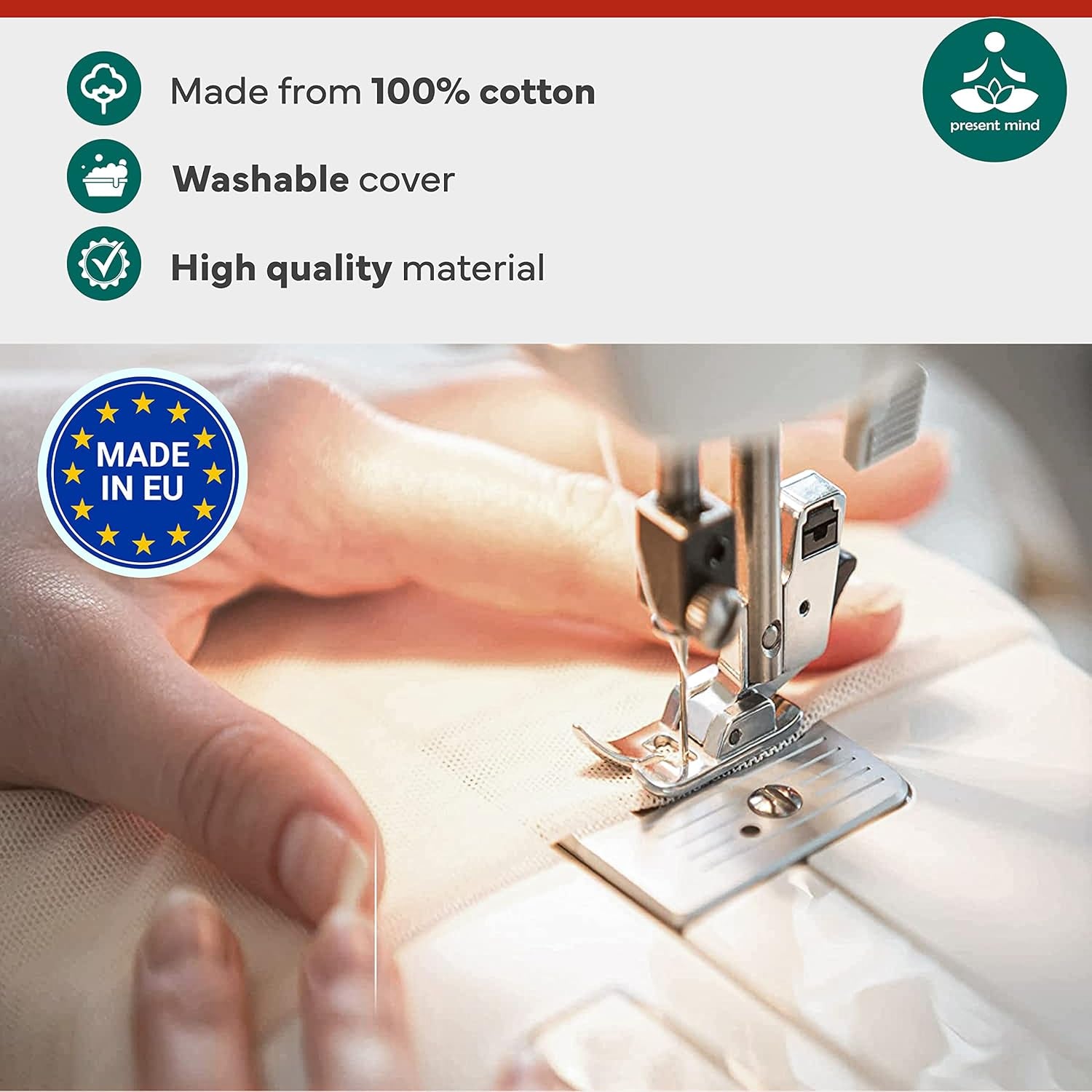 (Height 6.5") round Zafu Yoga Bolster for Gymnastics & Meditation Made in the EU - Fire Red 100% Natural Cotton Yoga Meditation Buckwheat Cushion with Washable Covers